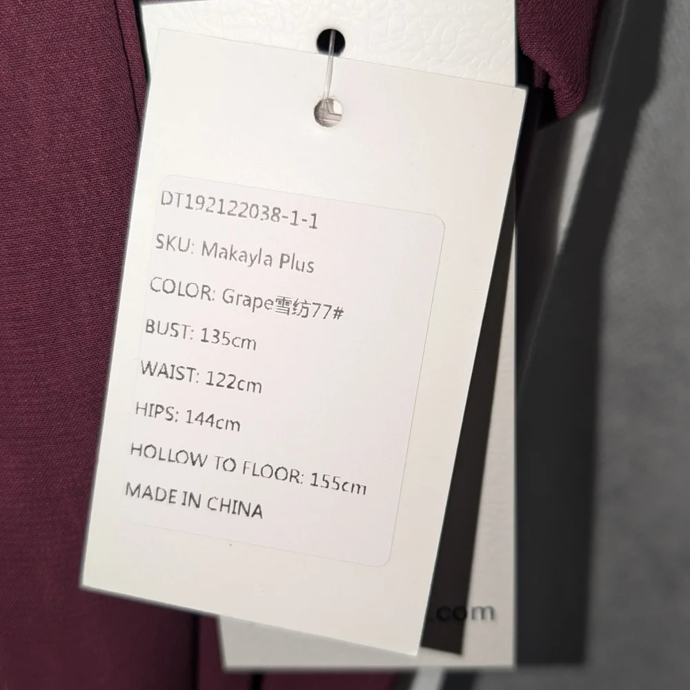 NWT Duntery Purple Chiffon Floor Length Bridesmaid Dress, Plus Size 24 - Picture 5 of 13